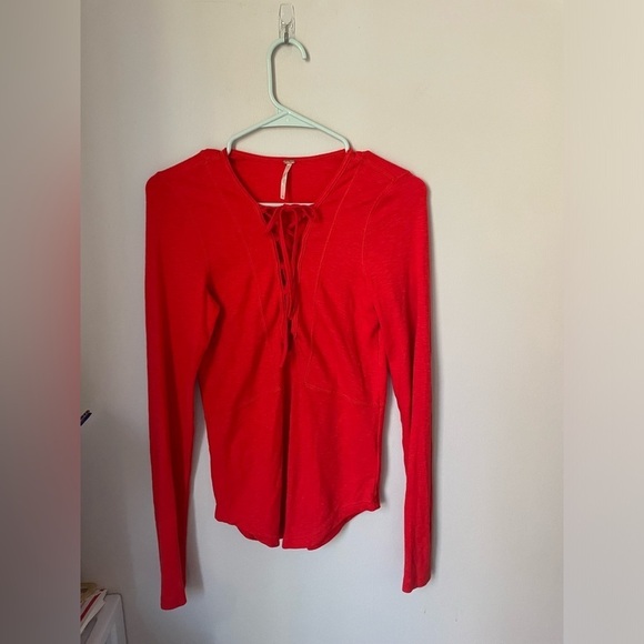 Free People Lace Up Tight Long Sleeve Top Size Small - Picture 1 of 9
